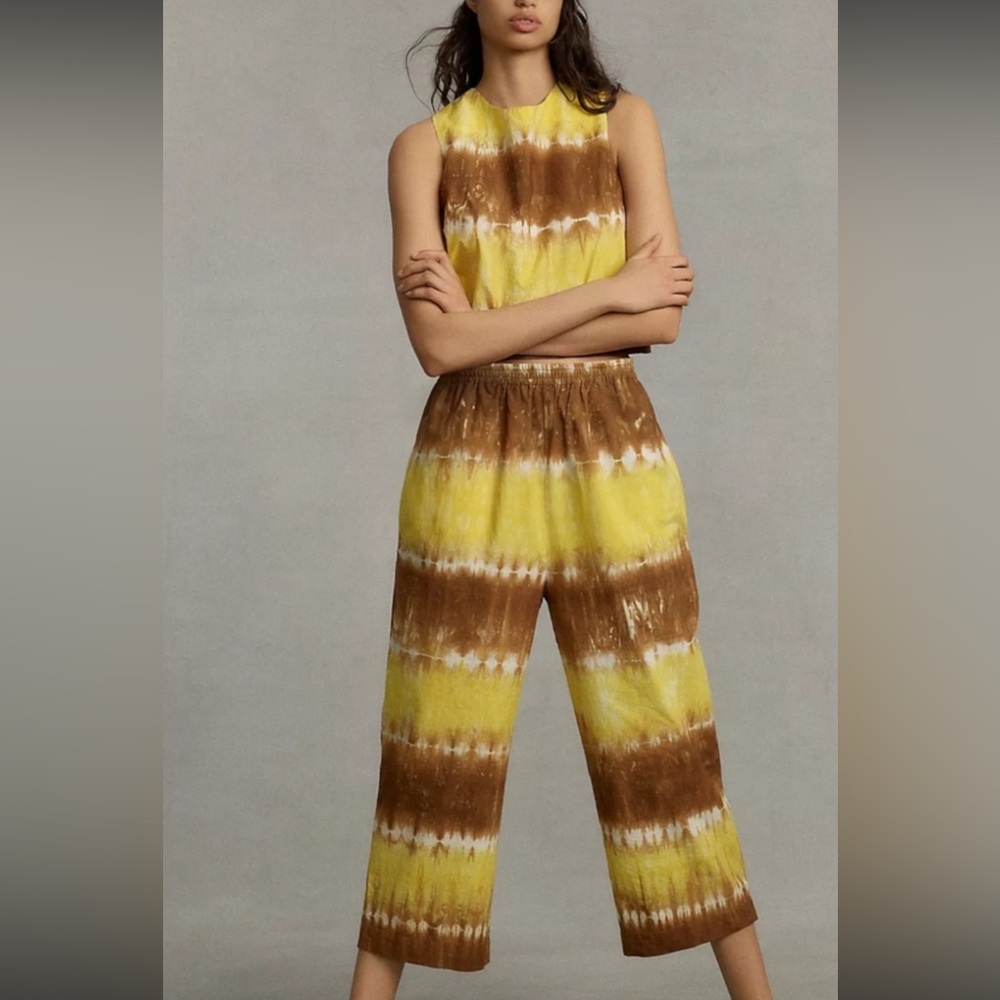 Anthropologie WHIT TWO Striped Tie-Dye Pant  top and pants set size M